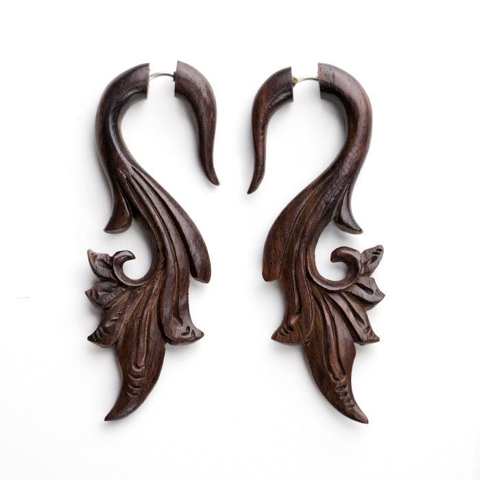 Faux gauge shop wooden earrings