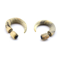Tamarind Wooden Talon with Abalone Shell Top Fake Gauges Earrings