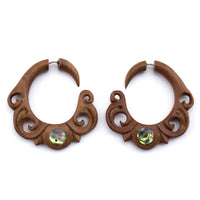 Paula Swirl Wooden Fake Gauges Earrings