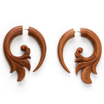 Floral Wave Saba Wooden Fake Gauges Spiral